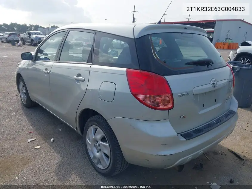 2003 Toyota Matrix Xr VIN: 2T1KR32E63C004833 Lot: 45243706