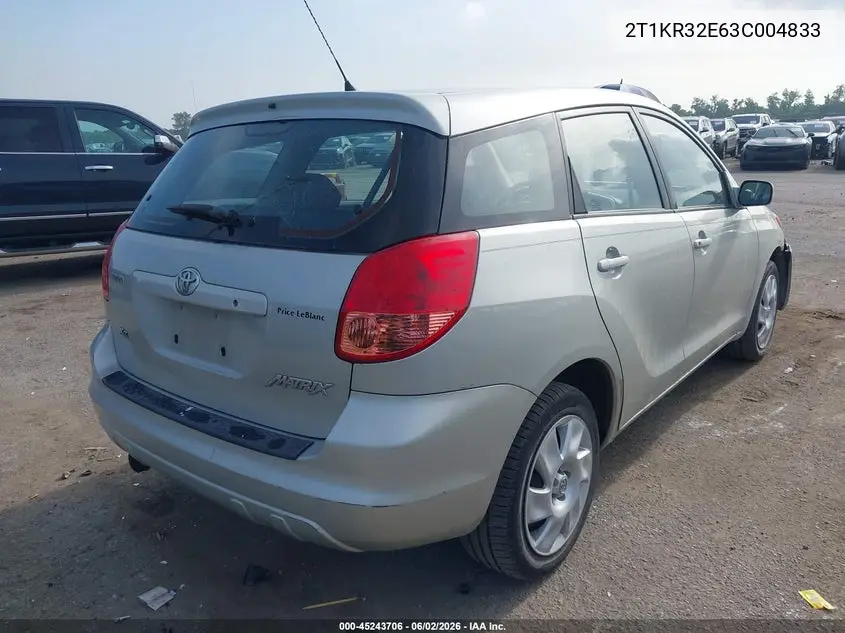 2003 Toyota Matrix Xr VIN: 2T1KR32E63C004833 Lot: 45243706