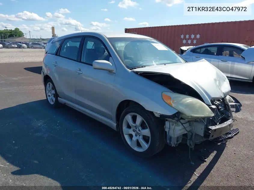 2003 Toyota Matrix Xr VIN: 2T1KR32E43CO47972 Lot: 45264742