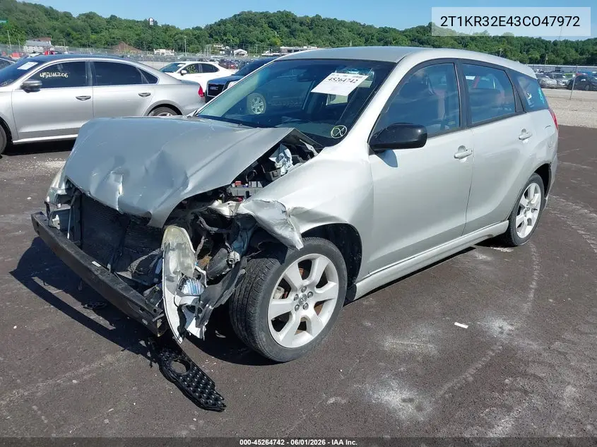 2003 Toyota Matrix Xr VIN: 2T1KR32E43CO47972 Lot: 45264742