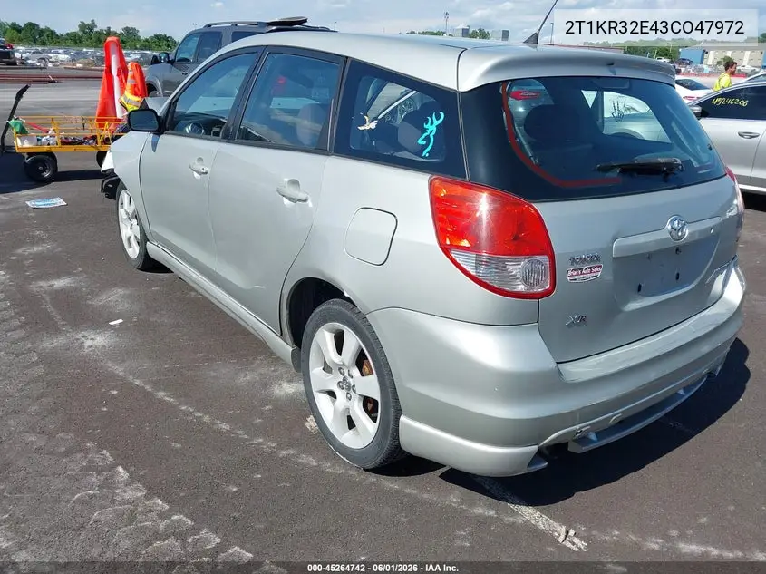 2003 Toyota Matrix Xr VIN: 2T1KR32E43CO47972 Lot: 45264742