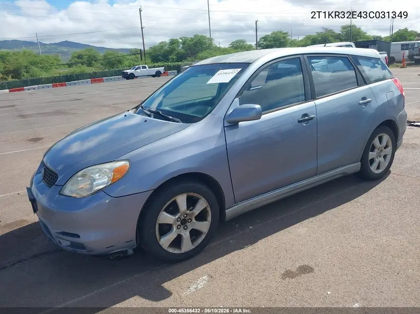 2003 Toyota Matrix Xr VIN: 2T1KR32E43C031349 Lot: 45356432