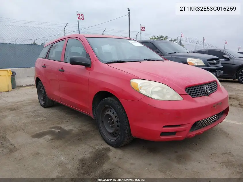 2003 Toyota Matrix Standard VIN: 2T1KR32E53C016259 Lot: 45429175