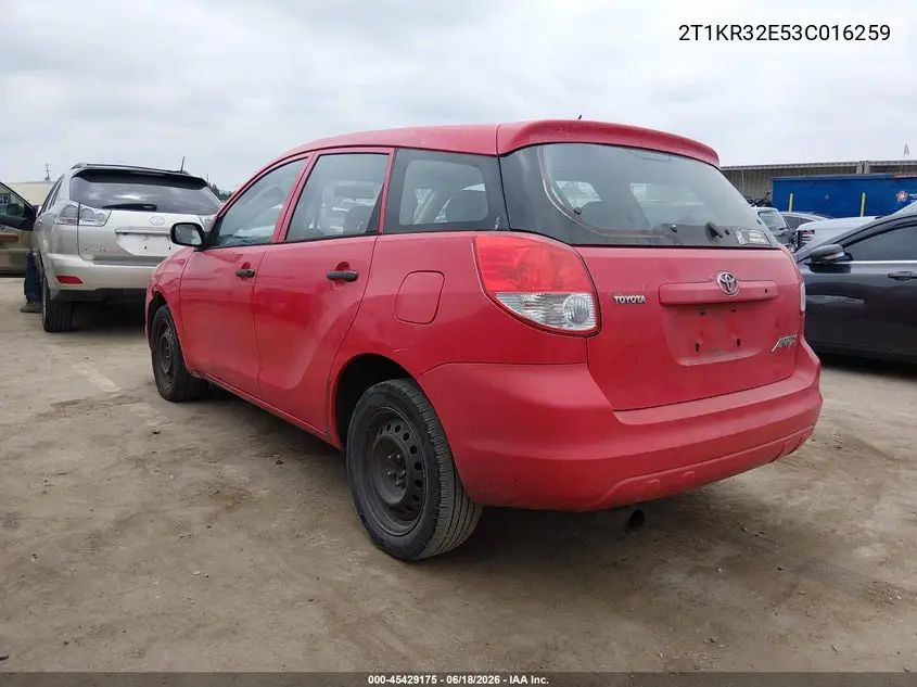 2003 Toyota Matrix Standard VIN: 2T1KR32E53C016259 Lot: 45429175