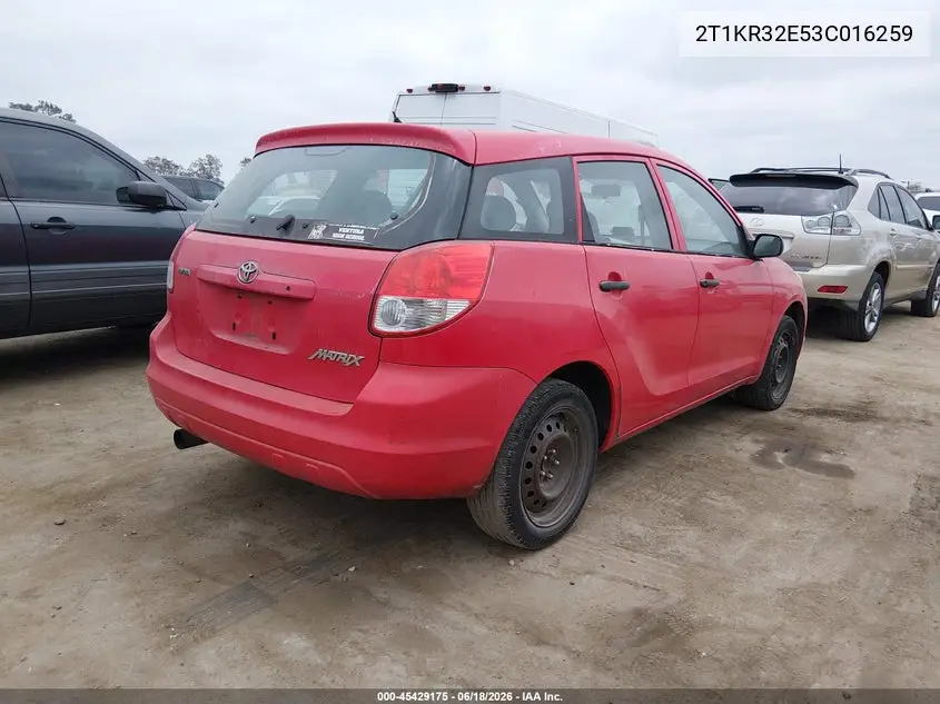 2003 Toyota Matrix Standard VIN: 2T1KR32E53C016259 Lot: 45429175