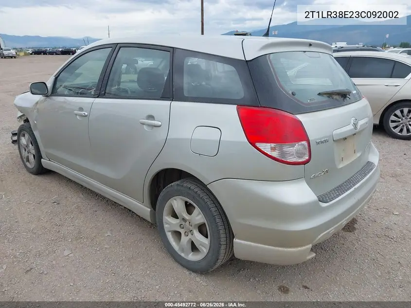 2003 Toyota Matrix Xr VIN: 2T1LR38E23C092002 Lot: 45492772