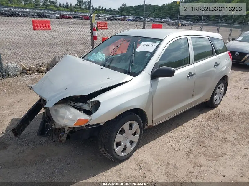 2003 Toyota Matrix Standard VIN: 2T1KR32E33C113203 Lot: 45506593