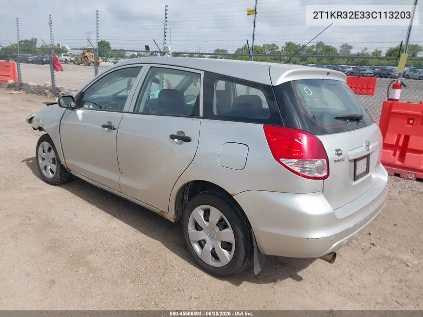 2003 Toyota Matrix Standard VIN: 2T1KR32E33C113203 Lot: 45506593
