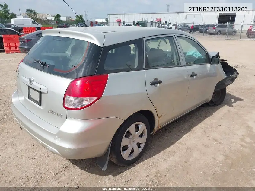 2003 Toyota Matrix Standard VIN: 2T1KR32E33C113203 Lot: 45506593