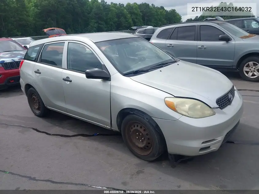 2003 Toyota Matrix Standard VIN: 2T1KR32E43C164032 Lot: 45509759