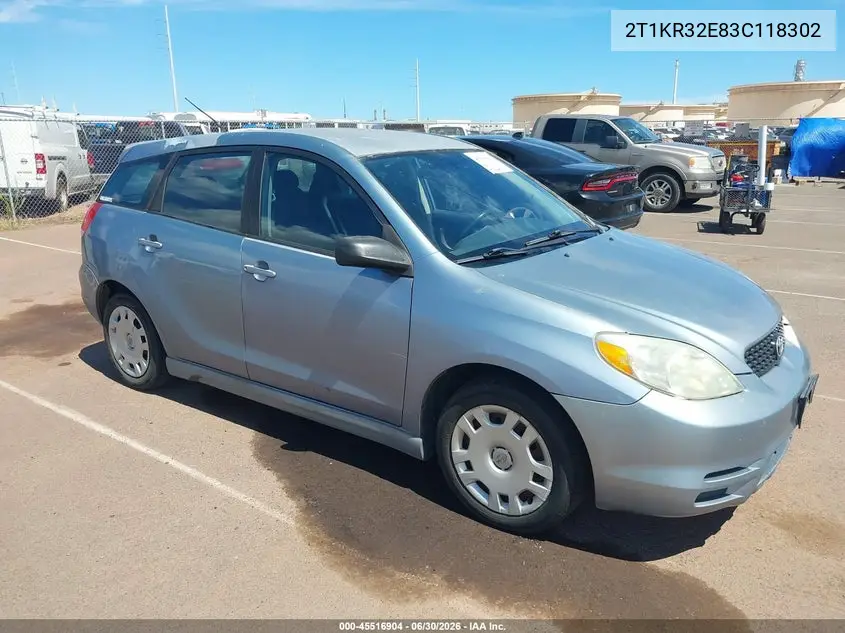 2003 Toyota Matrix Xr VIN: 2T1KR32E83C118302 Lot: 45516904