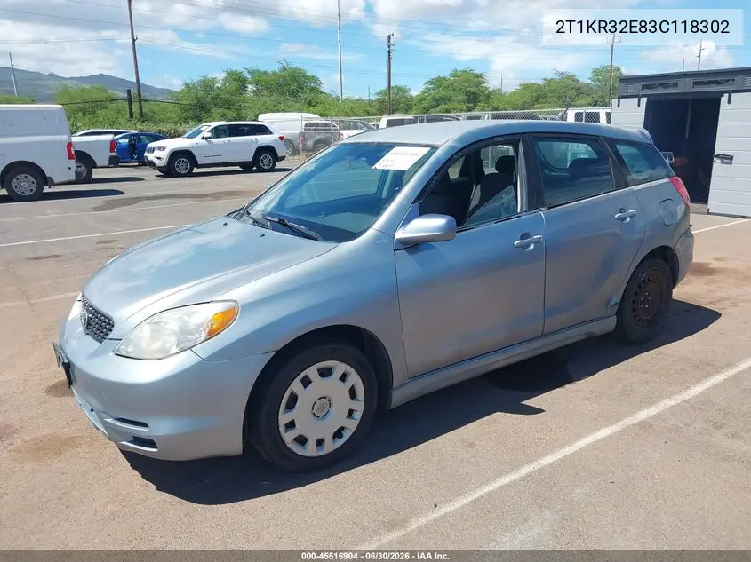 2003 Toyota Matrix Xr VIN: 2T1KR32E83C118302 Lot: 45516904