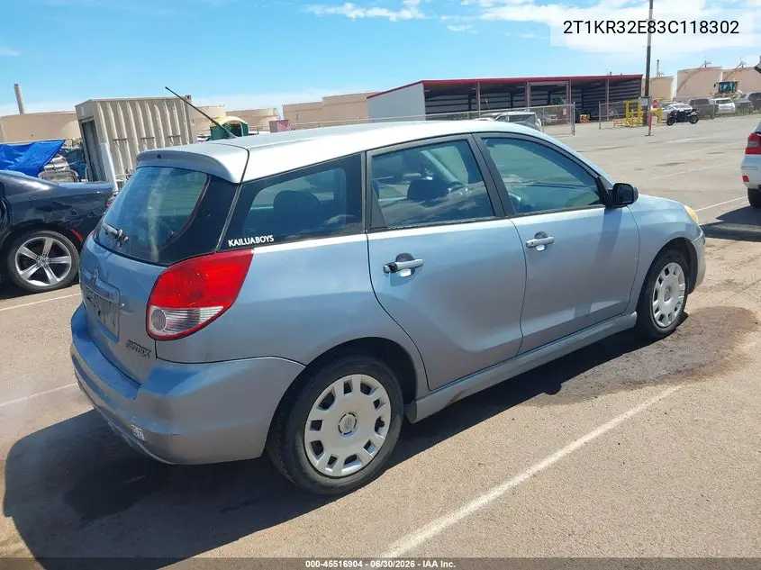 2003 Toyota Matrix Xr VIN: 2T1KR32E83C118302 Lot: 45516904