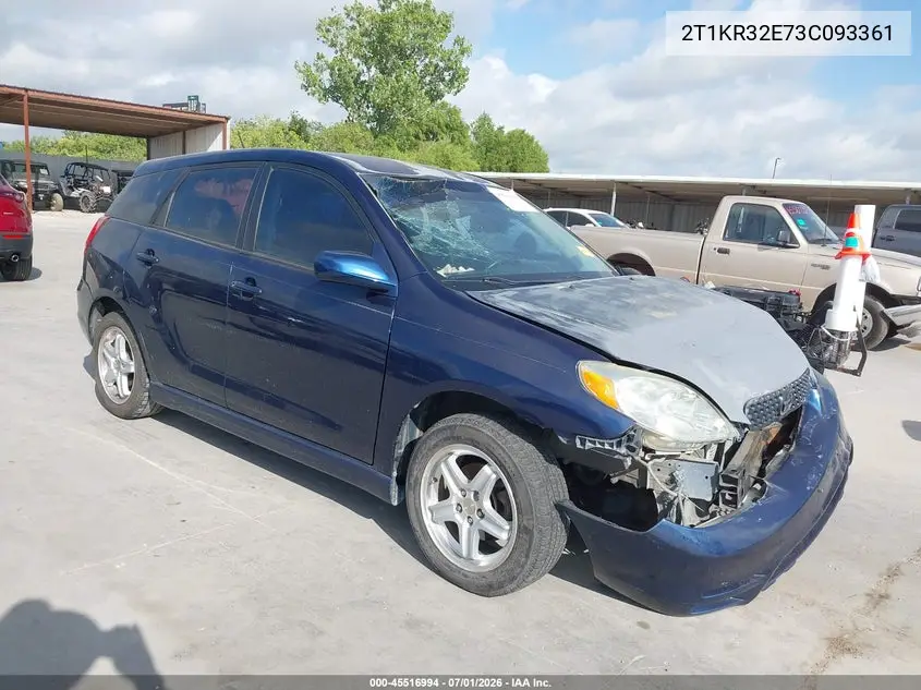 2003 Toyota Matrix Xr VIN: 2T1KR32E73C093361 Lot: 45516994