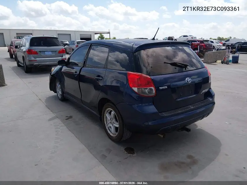 2003 Toyota Matrix Xr VIN: 2T1KR32E73C093361 Lot: 45516994