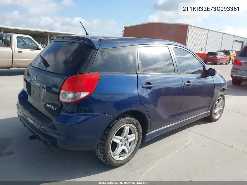 2003 Toyota Matrix Xr VIN: 2T1KR32E73C093361 Lot: 45516994