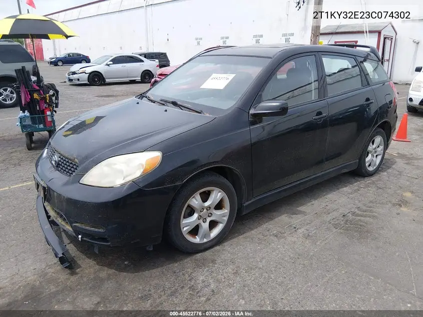 2003 Toyota Matrix Xrs VIN: 2T1KY32E23C074302 Lot: 45522776