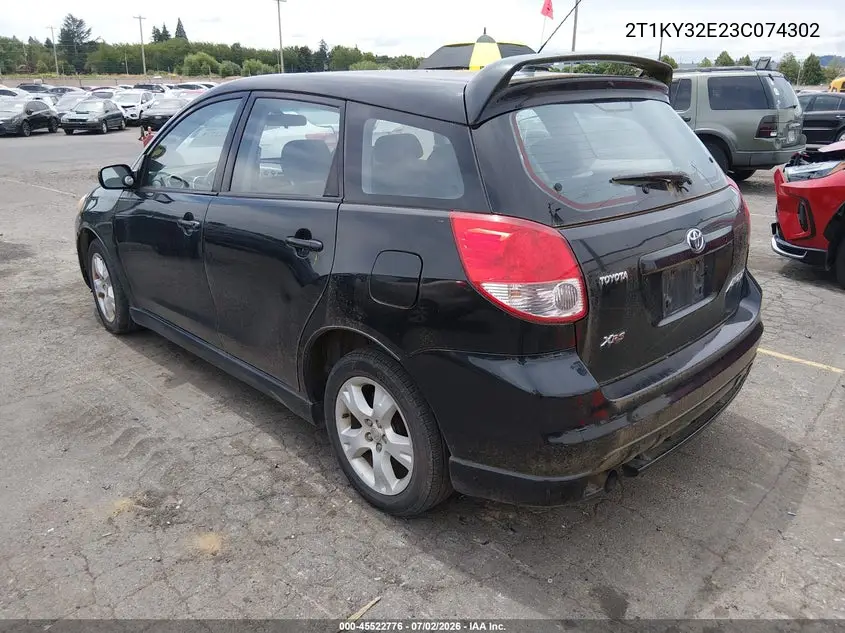 2003 Toyota Matrix Xrs VIN: 2T1KY32E23C074302 Lot: 45522776