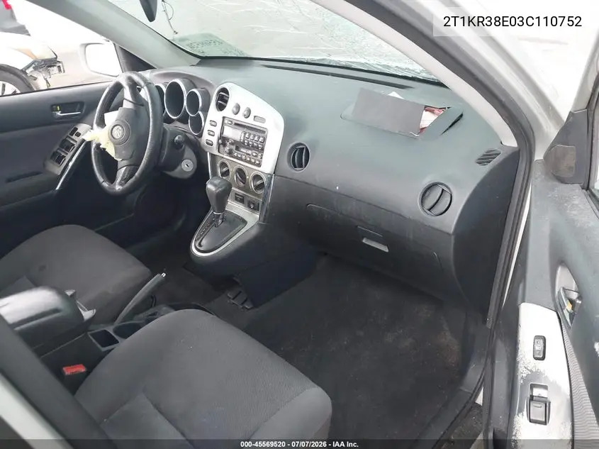 2003 Toyota Matrix Xr VIN: 2T1KR38E03C110752 Lot: 45569520