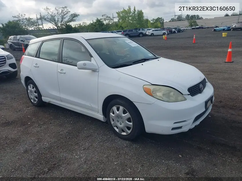 2003 Toyota Matrix Xr VIN: 2T1KR32EX3C160650 Lot: 45648318