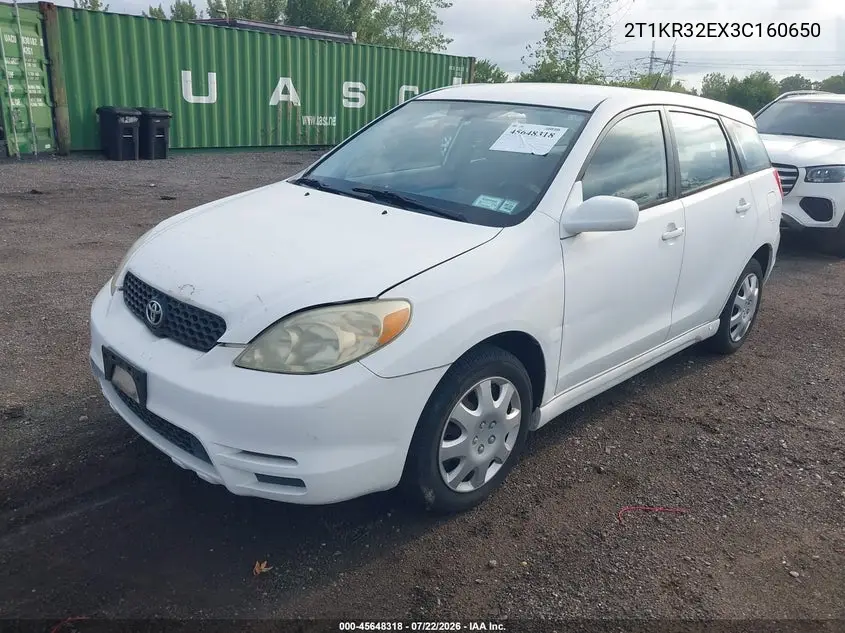 2003 Toyota Matrix Xr VIN: 2T1KR32EX3C160650 Lot: 45648318