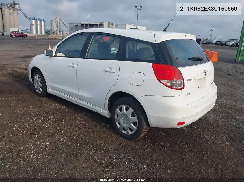 2003 Toyota Matrix Xr VIN: 2T1KR32EX3C160650 Lot: 45648318