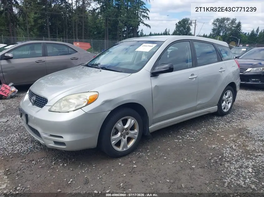 2003 Toyota Matrix Xr VIN: 2T1KR32E43C771239 Lot: 45663968