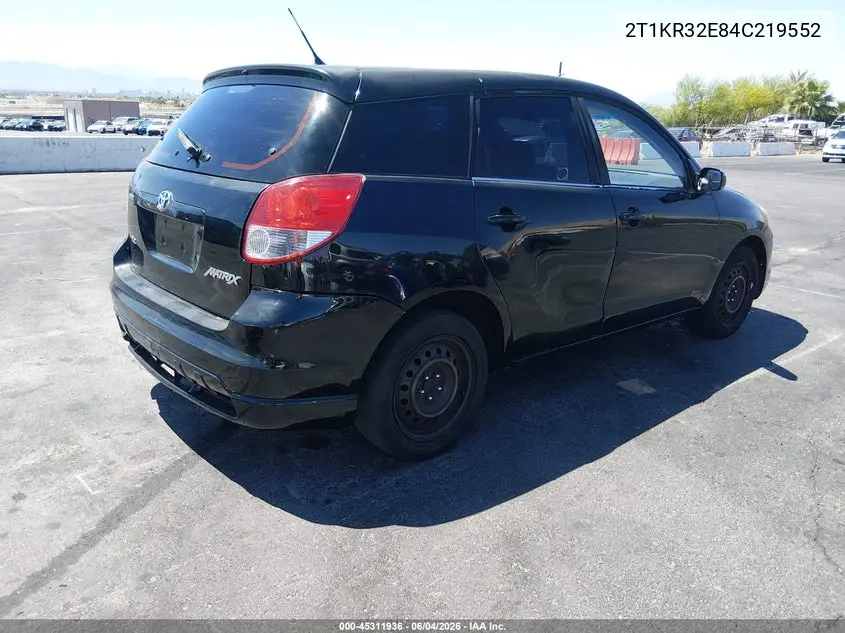 2004 Toyota Matrix Xr VIN: 2T1KR32E84C219552 Lot: 45311936