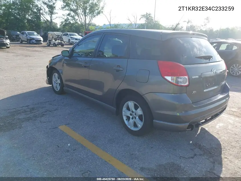2004 Toyota Matrix Xr VIN: 2T1KR32E34C233259 Lot: 45425750
