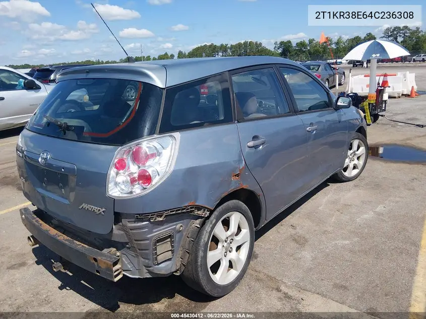 2004 Toyota Matrix Xr VIN: 2T1KR38E64C236308 Lot: 45430412