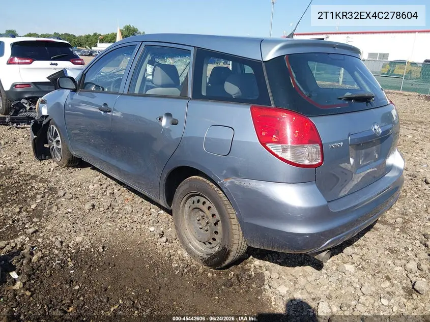 2004 Toyota Matrix Standard VIN: 2T1KR32EX4C278604 Lot: 45442606