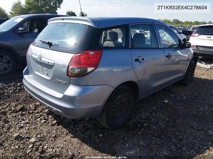 2004 Toyota Matrix Standard VIN: 2T1KR32EX4C278604 Lot: 45442606
