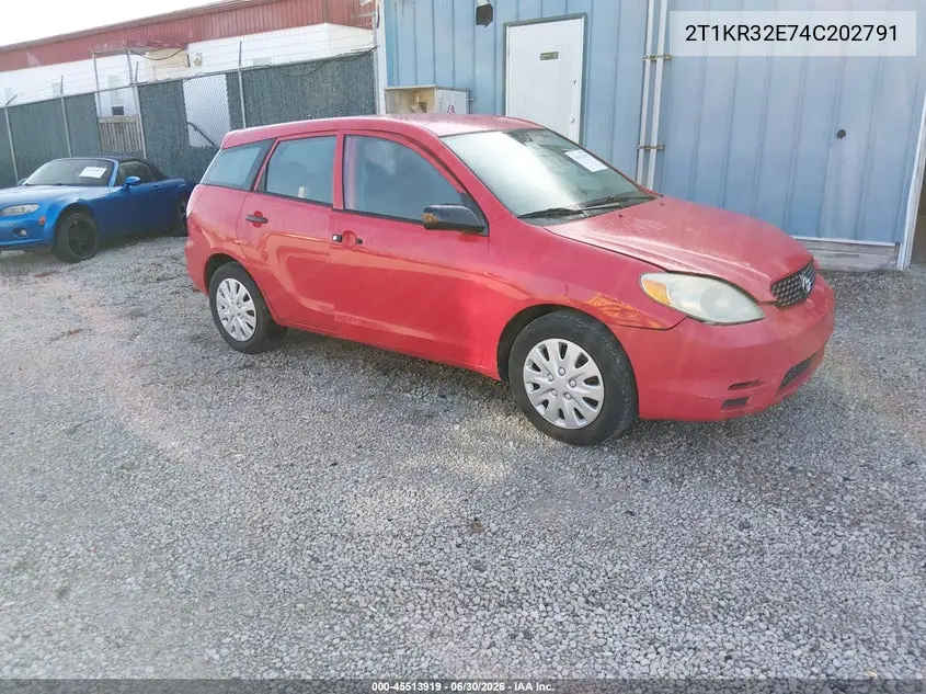 2004 Toyota Matrix Standard VIN: 2T1KR32E74C202791 Lot: 45513919