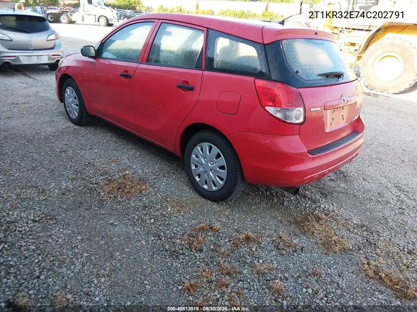 2004 Toyota Matrix Standard VIN: 2T1KR32E74C202791 Lot: 45513919