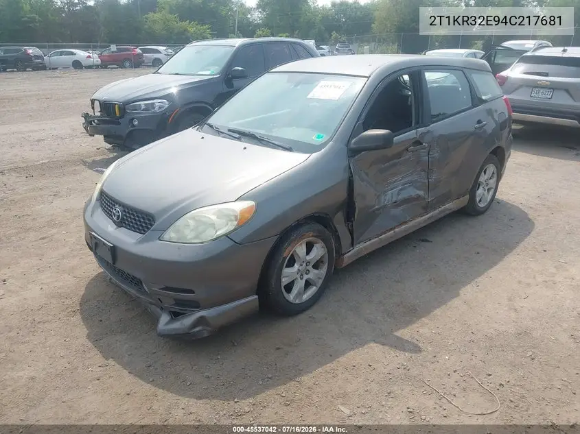2004 Toyota Matrix Xr VIN: 2T1KR32E94C217681 Lot: 45537042