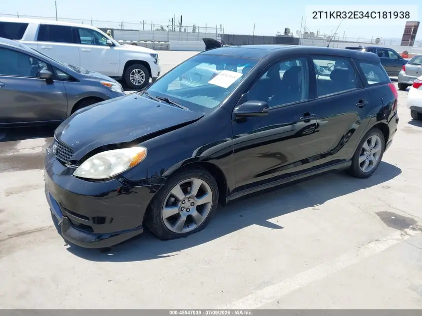 2004 Toyota Matrix Xr VIN: 2T1KR32E34C181938 Lot: 45547039