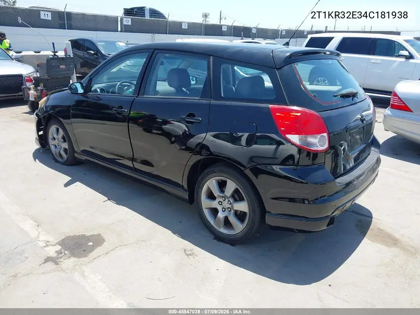 2004 Toyota Matrix Xr VIN: 2T1KR32E34C181938 Lot: 45547039