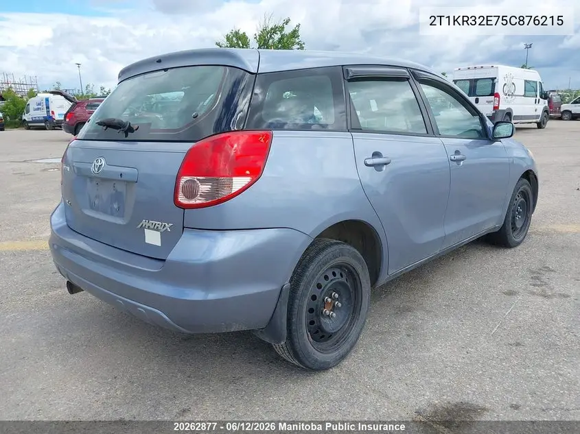 2005 Toyota Matrix VIN: 2T1KR32E75C876215 Lot: 20262877