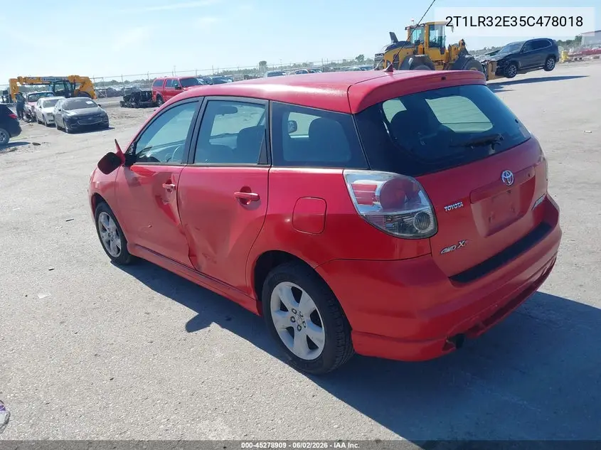 2005 Toyota Matrix Xr VIN: 2T1LR32E35C478018 Lot: 45278909