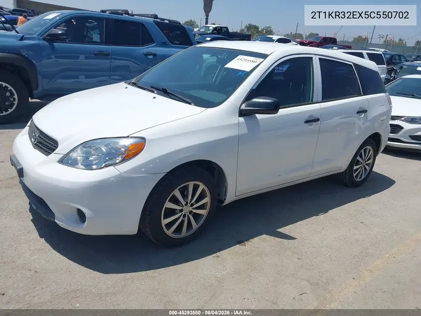 2005 Toyota Matrix VIN: 2T1KR32EX5C550702 Lot: 45293580
