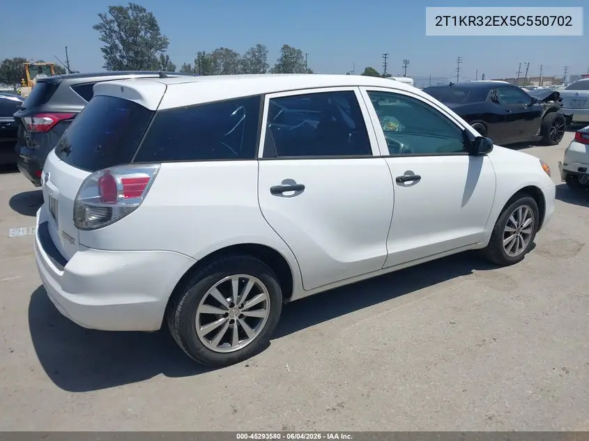 2005 Toyota Matrix VIN: 2T1KR32EX5C550702 Lot: 45293580