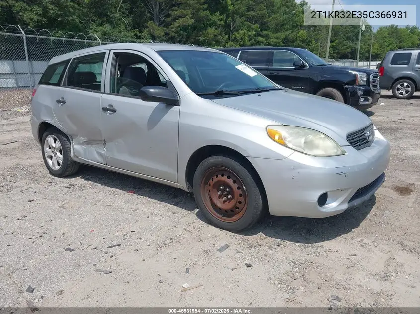 2005 Toyota Matrix VIN: 2T1KR32E35C366931 Lot: 45531954