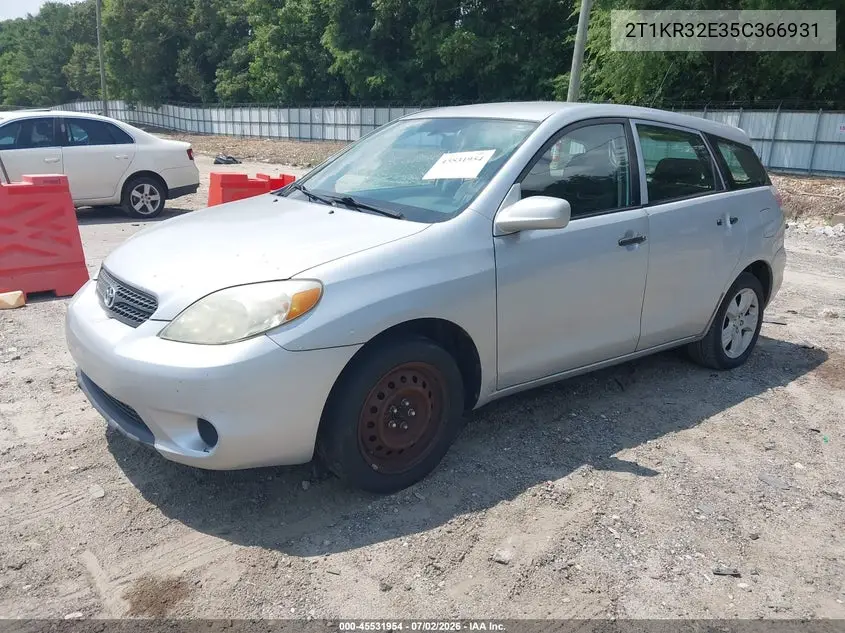2005 Toyota Matrix VIN: 2T1KR32E35C366931 Lot: 45531954