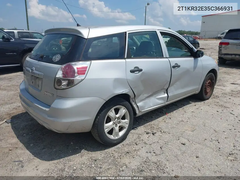 2005 Toyota Matrix VIN: 2T1KR32E35C366931 Lot: 45531954