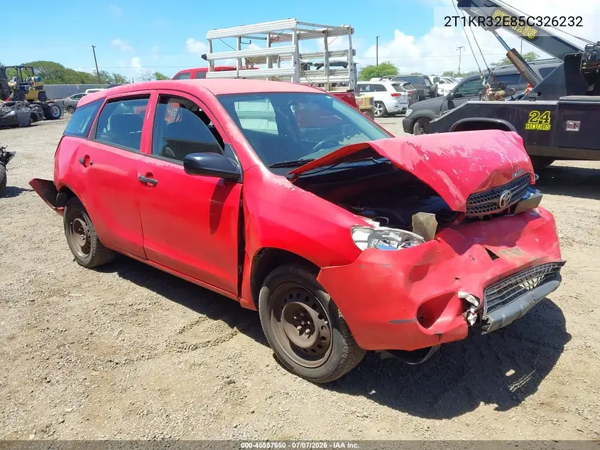 2005 Toyota Matrix Xr VIN: 2T1KR32E85C326232 Lot: 45557650