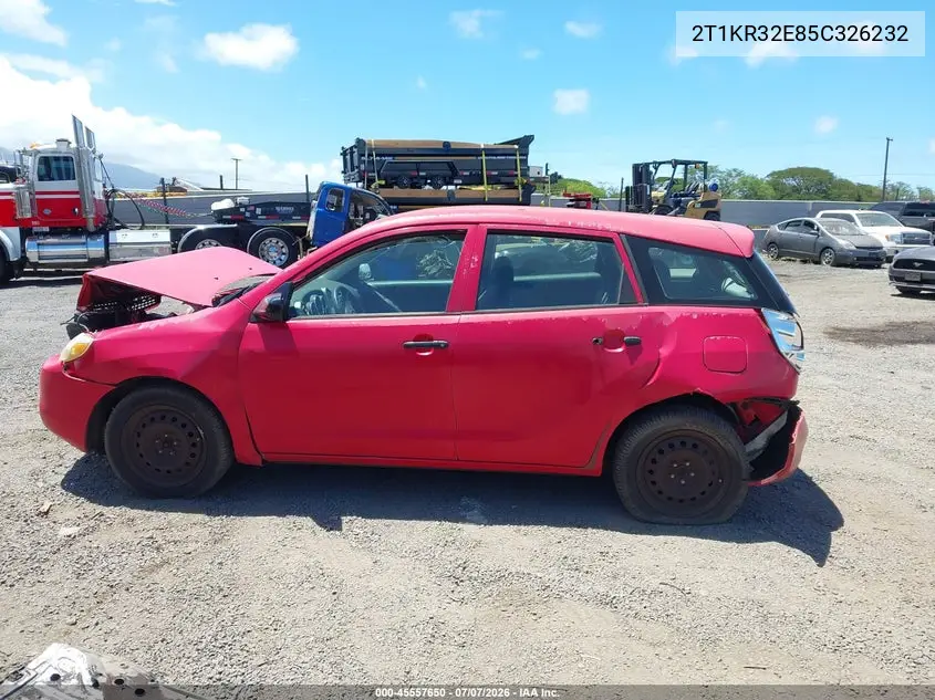 2005 Toyota Matrix Xr VIN: 2T1KR32E85C326232 Lot: 45557650