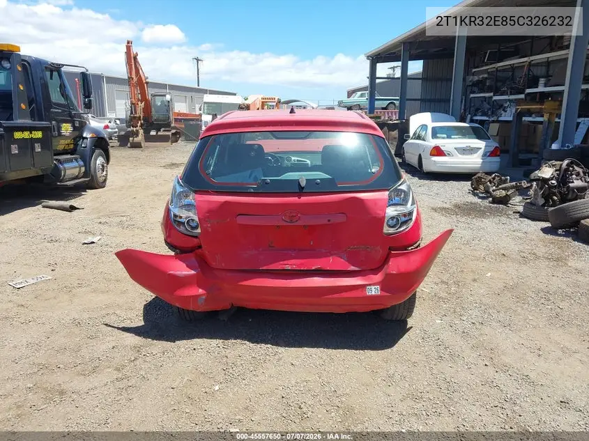 2005 Toyota Matrix Xr VIN: 2T1KR32E85C326232 Lot: 45557650