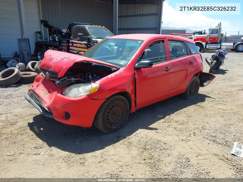 2005 Toyota Matrix Xr VIN: 2T1KR32E85C326232 Lot: 45557650