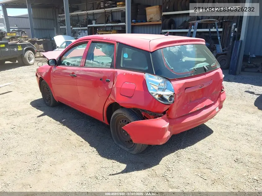 2005 Toyota Matrix Xr VIN: 2T1KR32E85C326232 Lot: 45557650