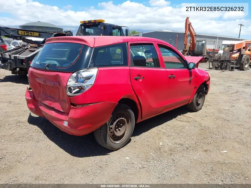 2005 Toyota Matrix Xr VIN: 2T1KR32E85C326232 Lot: 45557650